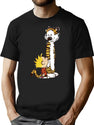 Funny Calvin and Hobbes (2) Premium Heavyweight Cotton T-Shirt - Black