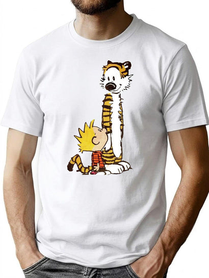 Funny Calvin and Hobbes (2) Premium Heavyweight Cotton T-Shirt - Black