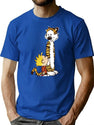 Funny Calvin and Hobbes (2) Premium Heavyweight Cotton T-Shirt - Blue