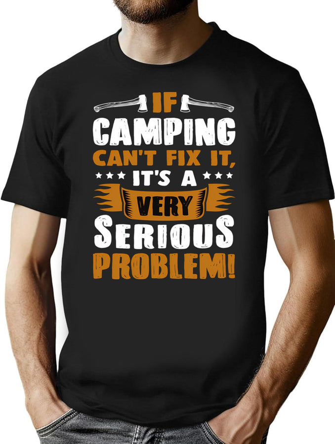 Funny Camping T Shirt Sayings If Camping Can'T Save T-Shirt for Men & Women, T-Shirts Graphic Tee - Black