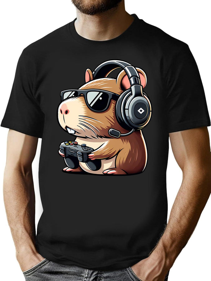 Funny Capybara Rodent Video Games T-Shirt for Men & Women, T-Shirts Graphic Tee - Black