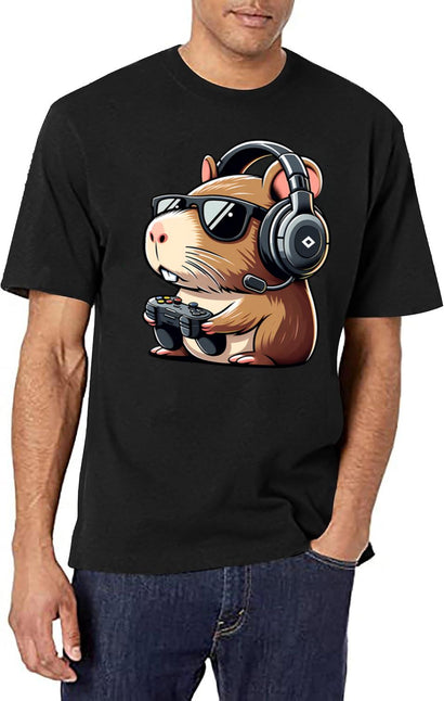 Funny Capybara Rodent Video Games T-Shirt for Men & Women, T-Shirts Graphic Tee - Black