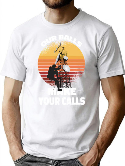 Funny Cell Tower Climber Vintage Art T-Shirt for Men & Women, T-Shirts Graphic Tee - Black