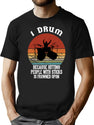 Funny Drummer Retro Vintage Sunset Drum Birthday Party T-Shirt for Men & Women, T-Shirts Graphic Tee - Black