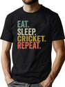 Funny Eat Sleep Cricket Repeat Vintage Retro Cricket Lover Gift T-Shirt for Men & Women, T-Shirts Graphic Tee - Green