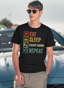 Funny Eat Sleep Escape Rooms Repeat Retro Vintage T-Shirt for Men & Women, T-Shirts Graphic Tee - Navy