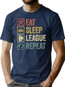 Funny Eat Sleep League Repeat Retro Vintage Style T-Shirt for Men & Women, T-Shirts Graphic Tee - Navy