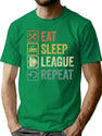 Funny Eat Sleep League Repeat Retro Vintage Style T-Shirt for Men & Women, T-Shirts Graphic Tee - Green