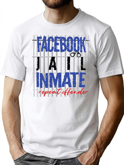 Funny Facebook Jail Inmate Repeat Offender Premium Heavyweight Cotton T-Shirt - Black