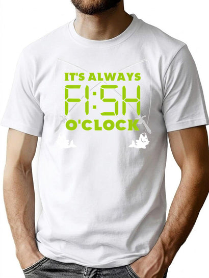 Funny Fishing - It'S Always'S Fish O'Clock T-Shirt for Men & Women, T-Shirts Graphic Tee - Black