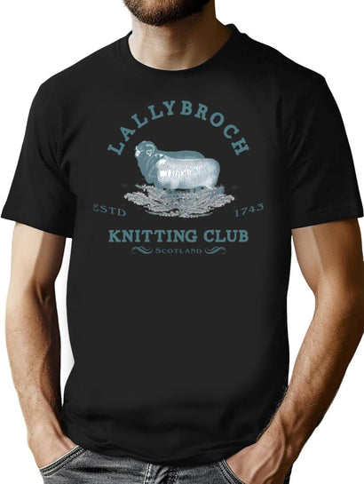 Funny Gifts Official Lallybroch Knitting Club Vintage Photograp T-Shirt for Men & Women, T-Shirts Graphic Tee - Black