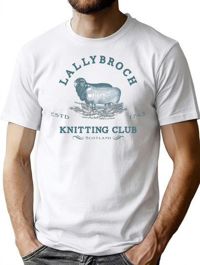 Funny Gifts Official Lallybroch Knitting Club Vintage Photograp T-Shirt for Men & Women, T-Shirts Graphic Tee - Black