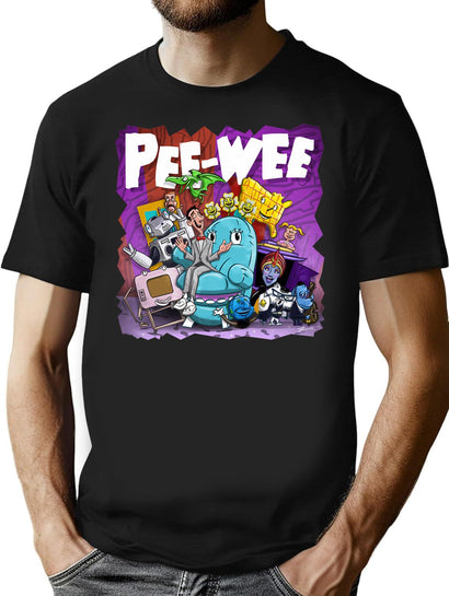 Funny Gifts Pee Weethrow Back Vintage Style Tees T-Shirt for Men & Women, T-Shirts Graphic Tee - Black