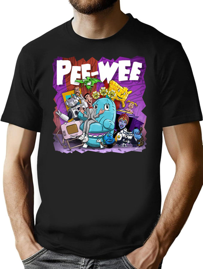 Funny Gifts Pee Weethrow Back Vintage Style Tees T-Shirt for Men & Women, T-Shirts Graphic Tee - Black