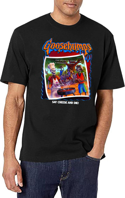 Funny Goosebumps Say Cheese Girl Who Loves T-Shirt for Men & Women, T-Shirts Graphic Tee - Black