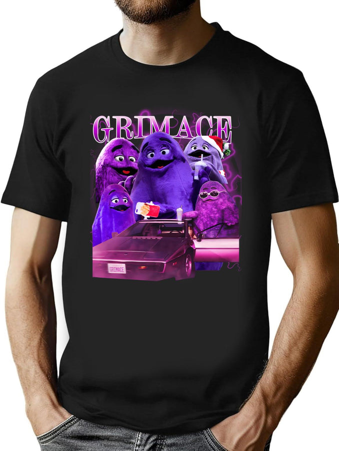 Funny Grimace Bootleg Style Bootleg Graphic T-Shirt - Black