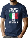 Funny Italian Gift I'M Not Yelling I'M Italian - Retro Italy Flag - Italy Pride T-Shirt for Men & Women, T-Shirts Graphic Tee - Navy