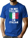 Funny Italian Gift I'M Not Yelling I'M Italian - Retro Italy Flag - Italy Pride T-Shirt for Men & Women, T-Shirts Graphic Tee - Blue