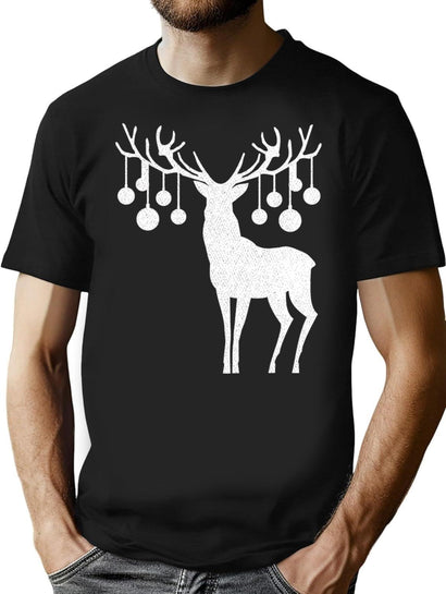 Funny Matching Family Vintage Reindeer Gift T-Shirt for Men & Women, T-Shirts Graphic Tee - Black