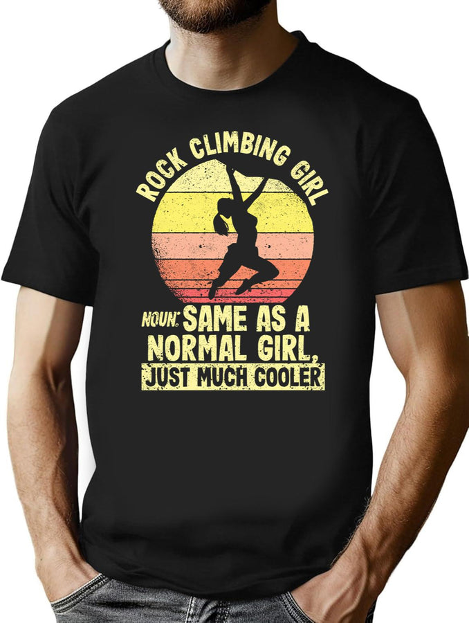 Funny Mountain Climber Rock Climbing Girl T-Shirt for Men & Women, T-Shirts Graphic Tee - Black