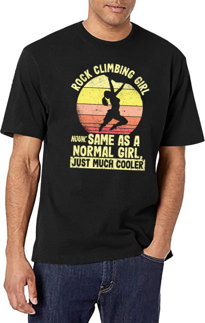 Funny Mountain Climber Rock Climbing Girl T-Shirt for Men & Women, T-Shirts Graphic Tee - Black