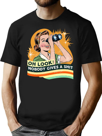 Funny Nobody Gives A Sht Humor T-Shirt for Men & Women, T-Shirts Graphic Tee - Black