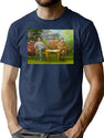 Funny North Korea Propaganda Poster Print T-Shirt T-Shirt for Men & Women, T-Shirts Graphic Tee - Navy