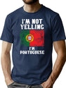 Funny Portuguese Gift I'M Not Yelling I'M Portuguese - Retro Portugal Flag - Portugal Pride T-Shirt for Men & Women, T-Shirts Graphic Tee - Navy