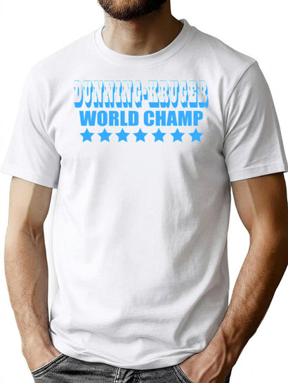 Funny - Retro Dunning-Kruger World Champ T-Shirt for Men & Women, T-Shirts Graphic Tee - Black