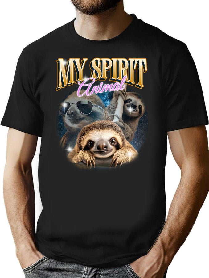 Funny Sloth Retro 90S Bootleg Bootleg Graphic T-Shirt - Black