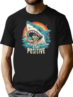 Funny Stay Positive T-Shirt for Men & Women, T-Shirts Graphic Tee - Black