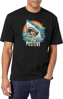 Funny Stay Positive T-Shirt for Men & Women, T-Shirts Graphic Tee - Black