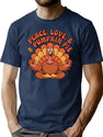 Funny Thanksgiving Turkey Yoga - Peace Love Pumpkin Pie T-Shirt for Men & Women, T-Shirts Graphic Tee - Navy
