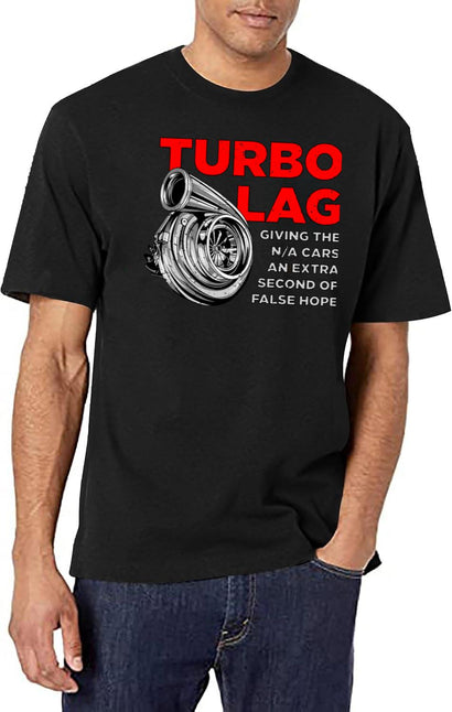 Funny Turbo Lag Car Boost Racing T-Shirt for Men & Women, T-Shirts Graphic Tee - Black