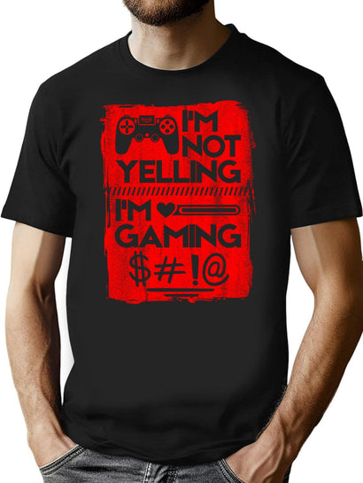 Funny Yelling Gamer Gaming Cute Online Pc Video Game Lover T-Shirt for Men & Women, T-Shirts Graphic Tee - Black