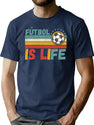 Futbol Is Life Football Lover Vintage T-Shirt for Men & Women, T-Shirts Graphic Tee - Navy