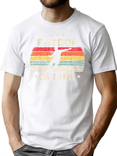 Futbol Is Life Soccer Funny Football Lover Vintage T-Shirt for Men & Women, T-Shirts Graphic Tee - Black