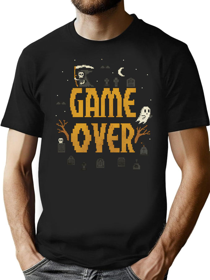 Game Over (1) T-Shirt for Men & Women, T-Shirts Graphic Tee - Black
