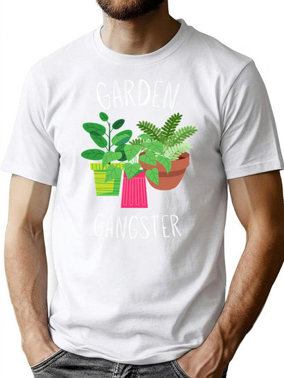 Garden Gangster Shirt Retro Vintage Funny Gardening Vegan Vegetarian T-Shirt for Men & Women, T-Shirts Graphic Tee - Black