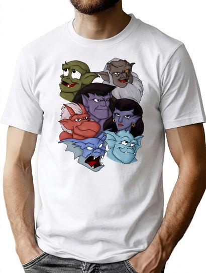 Gargoyles Movie Dragon Monsters Falling-Wing Demon Cartoon Halloween Premium Heavyweight Cotton T-Shirt - Black