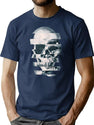 Glitch Skull Mono T-Shirt for Men & Women, T-Shirts Graphic Tee - Navy