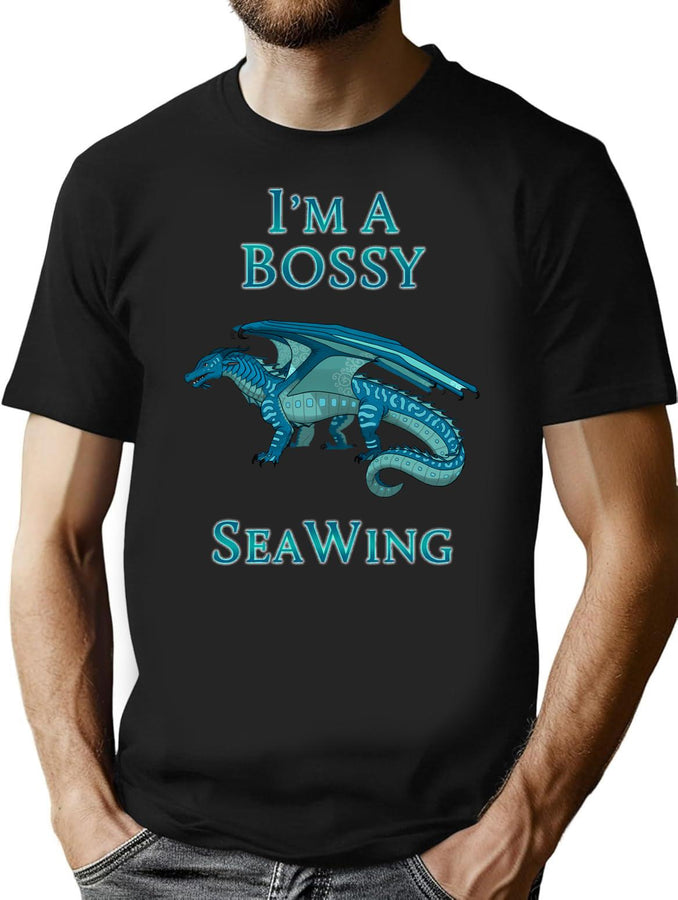 Glory Fantasy Rainwing I'M A Bossy Seawing Pop Retro T-Shirt for Men & Women, T-Shirts Graphic Tee - Black
