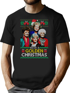 Golden Christmas T-Shirt for Men & Women, T-Shirts Graphic Tee - Black