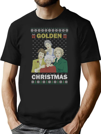 Golden Girls Ugly Sweater Christmas T-Shirt for Men & Women, T-Shirts Graphic Tee - Black