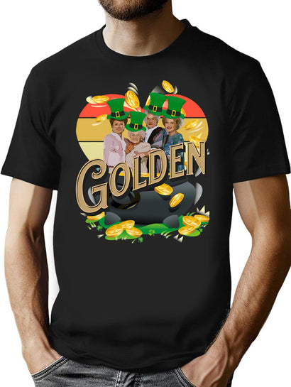 Golden St Patrick'S Day Girls Retro Heart Funny Vintage St Patty'S 80S Tv Sitcom Parody T-Shirt for Men & Women, T-Shirts Graphic Tee - Black