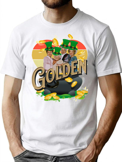 Golden St Patrick'S Day Girls Retro Heart Funny Vintage St Patty'S 80S Tv Sitcom Parody T-Shirt for Men & Women, T-Shirts Graphic Tee - Black