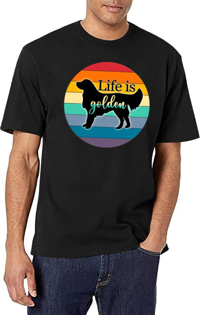 Golden Vintage Dog T-Shirt for Men & Women, T-Shirts Graphic Tee - Black