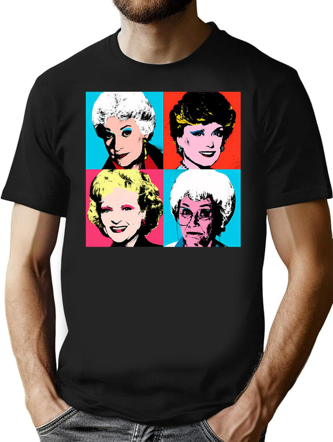 Golden Warhol Girls Vintage T-Shirt for Men & Women, T-Shirts Graphic Tee - Black