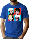 Golden Warhol Girls Vintage T-Shirt for Men & Women, T-Shirts Graphic Tee - Blue