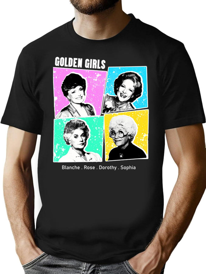Golden Warhol Girls (4) T-Shirt for Men & Women, T-Shirts Graphic Tee - Black